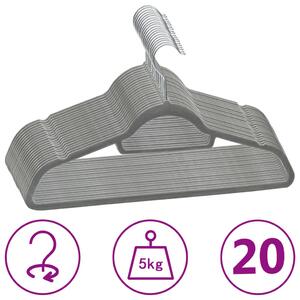 20 db szürke csúszásmentes bársony ruhaakasztó
