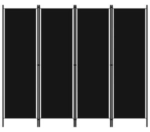 Fekete 4 paneles paraván 200 x 180 cm
