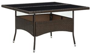 Barna polyrattan és üveg kültéri étkezőasztal