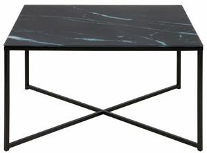 Alisma dohányzóasztal szögletes, fekete márvány mintás printelt üveglap, fekete láb
