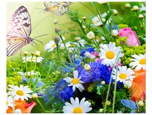 Gario Vászonkép Pillangók és virágok a gyönyöru kertben Méret: 100 x 70 cm