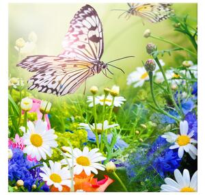 Gario Vászonkép Pillangók és virágok a gyönyöru kertben Méret: 60 x 40 cm