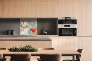 Dibond tábla a konyhapult mögött nyári színes rét - 60x60 cm ingyenes ragasztó