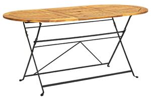 Ovális tömör akácfa kerti asztal 160 x 85 x 74 cm