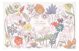 Papír tányéralátét szett 8 db-os 28x42.5 cm Butterflies & Flowers – Meri Meri