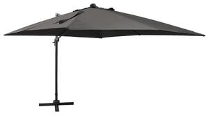 VidaXL antracitszürke konzolos napernyő rúddal és LED-fényekkel 300 cm