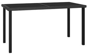 Fekete polyrattan kerti étkezőasztal 140 x 70 x 73 cm