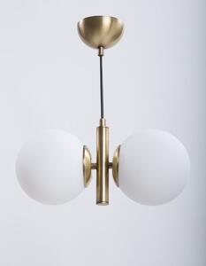 Fehér-aranyszínű függőlámpa üveg búrával ø 15 cm Monera – Squid Lighting