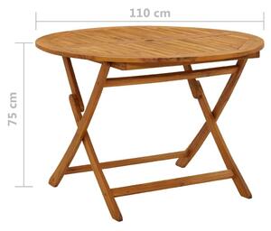 VidaXL tömör akácfa összecsukható kerti asztal 110 cm