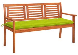 3 személyes tömör eukaliptuszfa kerti pad párnával 150 cm