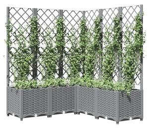 VidaXL világosszürke PP rácsos kerti ültetőláda 120 x 120 x 136 cm