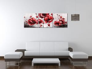 Gario Vászonkép Piros pipacsok - 3 részes Méret: 90 x 30 cm