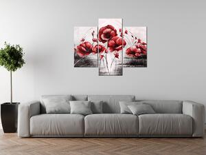 Gario Vászonkép Piros pipacsok - 3 részes Méret: 90 x 30 cm