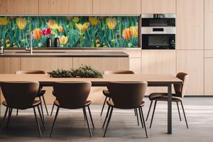 Dibond tábla a konyhapult mögött tavaszi virágok - 260 x 60 cm ingyenes ragasztó