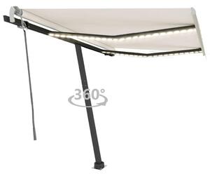 Krémszínű kézzel kihúzható LED-es napellenző 300 x 250 cm