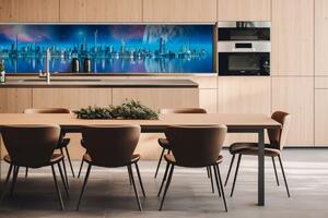 Dibond tábla a konyhapult mögött a jövő városa - 260 x 60 cm ingyenes ragasztó