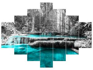 Gario Vászonkép Kék vízesés a dzsungelban - 7 részes Méret: 160 x 70 cm