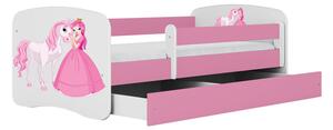Babydreams gyerekágy hercegnő lóval dizájnnal, méret: 180x80, szín: rózsaszín, matraccal, ágyneműtartóval