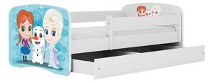 Babydreams gyerekágy Jégvarázs dizájnnal, méret: 160x80, szín: fehér, matrac nélkül, ágyneműtartóval