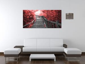 Gario Vászonkép Lépcso a vörös erdöben Méret: 40 x 60 cm