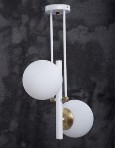 Fehér-aranyszínű függőlámpa üveg búrával ø 15 cm Libra – Squid Lighting
