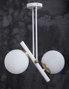 Fehér-aranyszínű függőlámpa üveg búrával ø 15 cm Libra – Squid Lighting