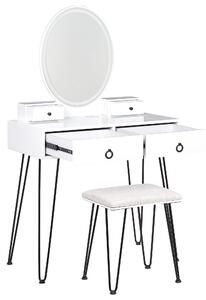 Fekete és fehér fésülködőasztal LED-es tükörrel SOYE
