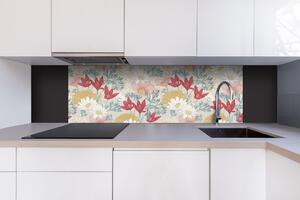 Dibond tábla a konyhapult mögött vintage virágmintás - 180 x 60 cm ingyenes ragasztó