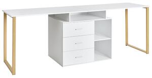 Állítható íróasztal ASHMORE Fehér 165/220 cm 55 cm