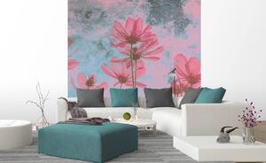 Nem szőtt fotótapéta absztrakt rózsaszín virágok 225 x 250 cm