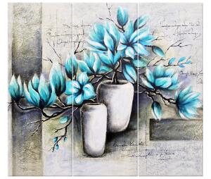 Gario Vászonkép Kék magnóliák vázákban - 3 részes Méret: 90 x 70 cm