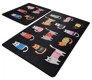 Black Cats Fürdőszoba szőnyeg szett (2 darab) Multicolor