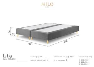 Lia bézs bársony kétszemélyes ágy, 180 x 200 cm - Milo Casa