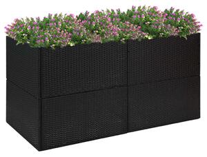 Fekete polyrattan kerti ültetőláda 157x80x80 cm