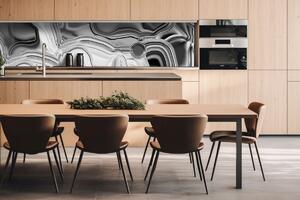 Dibond tábla a konyhapult mögött folyékony króm ezüst - 260 x 60 cm ingyenes ragasztó