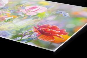 Plexi a konyhapult mögött színes nyári rét - 60 x 60 cm