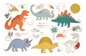 Papír tányéralátét szett 8 db-os 28x42.5 cm Dinosaurs – Meri Meri