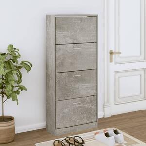 Betonszürke szerelt fa cipőszekrény 63x24x147 cm