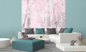 Nem szőtt fotótapéta absztrakt rózsaszín erdő 225 x 250 cm