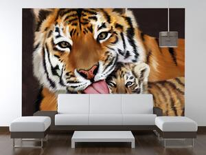 Gario Fotótapéta Tigris és kis tigris Anyag: Vlies, Méret: 536 x 240 cm