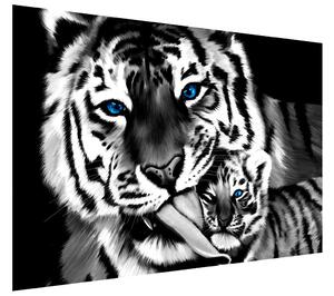 Gario Fotótapéta Feketefehér tigris és kistigris Anyag: Vlies, Méret: 412 x 248 cm