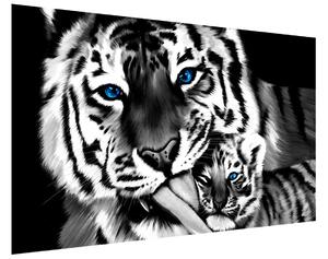 Gario Fotótapéta Feketefehér tigris és kistigris Anyag: Öntapadó, Méret: 368 x 248 cm