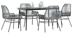 5 részes szürke polyrattan üveg kerti étkezőgarnitúra párnával