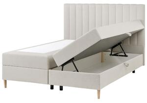 Boxspring ágy tárolóval OFFICER 160 x 200 cm Törtfehér