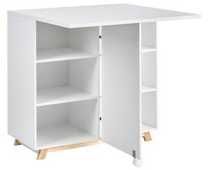 Szekrényes íróasztal FLOMOT Fehér 80 cm 40/80 cm Összecsukható