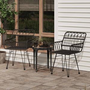 VidaXL 2 db fekete PE rattan karfás kerti szék 56 x 64 x 80 cm