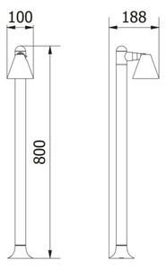 Lámpa Kerti lámpatest LUSTINO-P 80, GU10, max.20W, IP44, AC220-240V, 50-60Hz,rúd 800 mm, grafit
