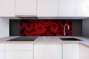 Dibond tábla a konyhapult mögött vörös rózsák - 180 x 60 cm ingyenes ragasztó