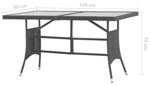 VidaXL fekete polyrattan kerti asztal 140 x 80 x 74 cm