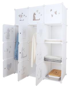 Gyerek moduláris szekrény, fehér|barna gyerek minta, KITARO